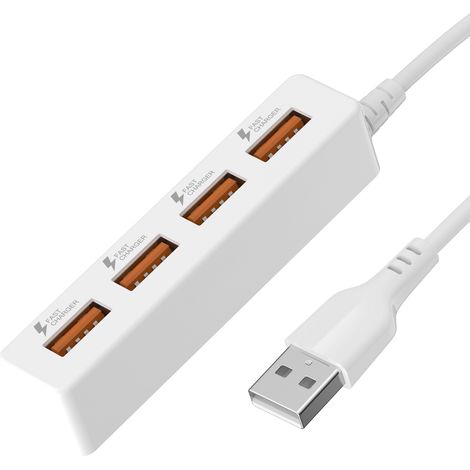 Rallonge électrique 4 ports USB avec câble de charge de 1,2m, adaptateur station de charge pour la maison et le bureau, hub de charge rapide multi-appareils (1/5)