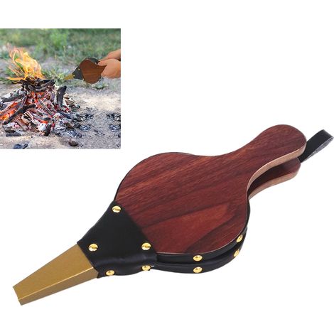 Luftbalg in Holzoptik für Kamine, Grills und Camping, mit Aufhängegurt