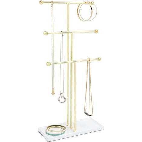 Présentoir à bijoux en métal, étagère de rangement pour bijoux, en forme de T, convient pour colliers, bracelets, boucles d'oreilles, bagues, montres, etc (1/5)