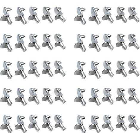 50PCS Shelf Pegs, Nickel-Plated Metal Shelf Support Pins for Cabinets and Offices (1/4)