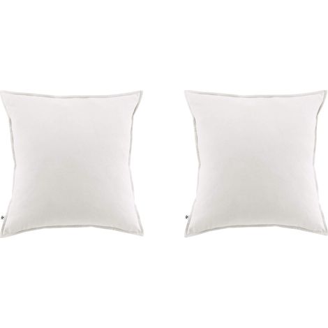 Lot de 2 taies d'oreiller flanelle blanc 63x63 cm