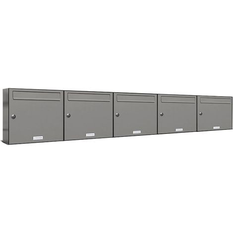 5er Premium Briefkasten Aluminiumgrau RAL Farbe 9007 für Außen Wand Postkasten 5x1 (1/5)