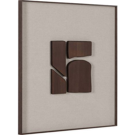 Tableau mural abstrait en verre et bois - naturel (1/4)