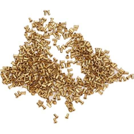 500 rivets creux décoratifs en laiton, trou traversant, excellente résistance à la corrosion, boucles à œillet en cuivre, 1,7 x 3,5 x 2,8 mm (1/5)