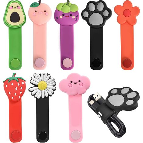 8 PCS Attaches de Câble Universel Réutilisable Attache de Câble en Silicone Range de Câble Coloré Organisateur de Cordon pour Câbles Casque, Câbles USB et Câbles de Charge (1/5)