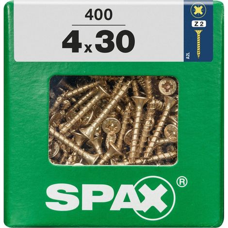 SPAX Universalschraube, 4 x 30 mm, 400 Stück, Vollgewinde, Senkkopf, Kreuzschlitz Z2, 4CUT, YELLOX - 4081020400308 (1/3)
