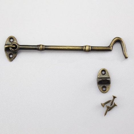 Verrou de porte robuste en laiton, design rustique, verrou à crochet pour portes de cabine (1/2)