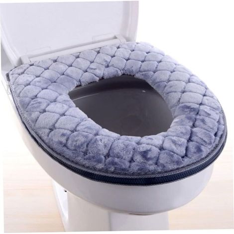 Bardusch-Couvercle siège WC mollet, fermeture éclair, lavable, gris, salle de bain. (1/4)