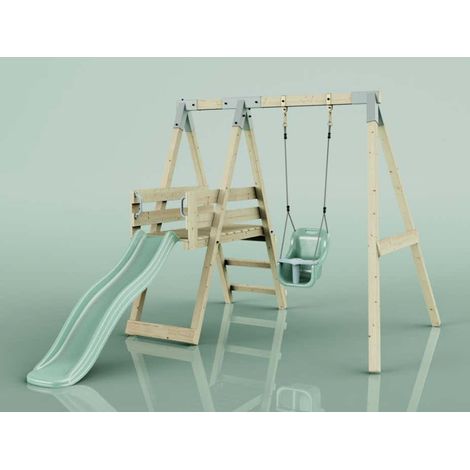 PolarPlay Schaukel Rotfuchs aus Holz in Grün (1/5)