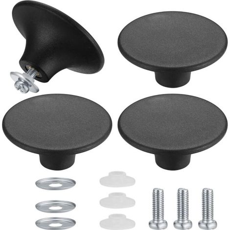 4 Pièces Boutons de Couvercle de Casserole- Noir, Boutons de Couvercle de Pot, Poignée Casserole Universelle de Cuisine en Acier Inoxydable Résistant (1/4)