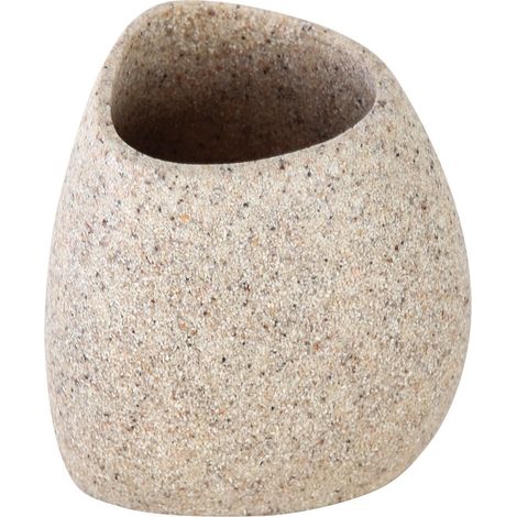 Portaspazzolino Da Appoggio In Poliresina Sabbia Effetto Pietra Stone