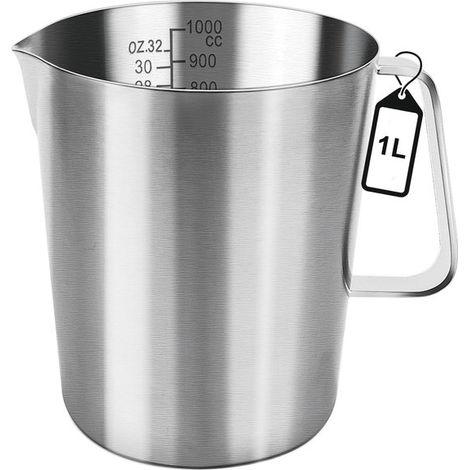 Misurino con beccuccio, misurino con scala graduata, 1 litro, misurini piccoli, misurino, brocca graduata, misurino, misurino, acciaio inox 304, 12 x 1 (1/5)