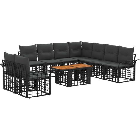 Conjunto de sofás de jardín 10 uds. Negro y gris oscuro vidaXL (1/5)