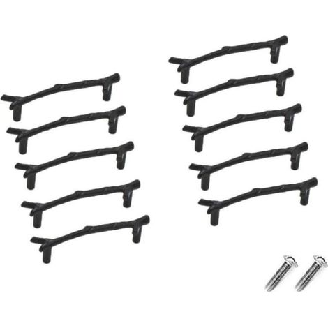 Set of 10 vintage zinc alloy drawer knobs for cabinets, drawers, country houses, cottages (96mm, black) (1/5)