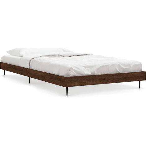 Lit simple Lit adulte Cadre de lit sans matelas chêne marron 100x200 cm (1/5)