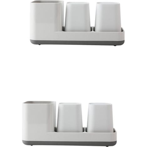 Soporte para cepillo de dientes con vaso y soporte para pasta de dientes, juego de almacenamiento para cepillo de dientes eléctrico, juego de accesorios de baño (2 piezas) (1/4)