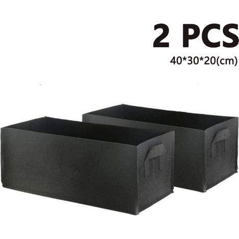 2er Set Pflanztaschen Pflanzsack aus Vliesstoff mit Griffen Croissanttasche für Kartoffeln, Tomaten und Erdbeeren, Schwarz, 40x30x20cm (1/4)