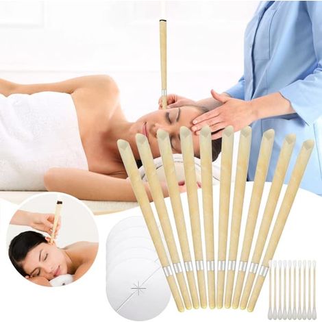 Ecleanfy - Lot de 10 bougies auriculaires - Fabriquées à partir de cire d'abeille - Aromathérapie