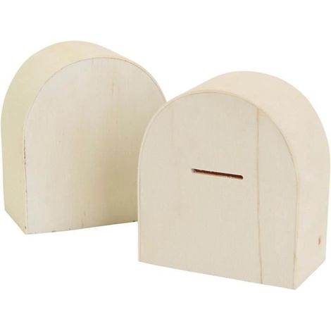 Tirelire en bois - Non spécifié - Beige - 10x9 cm - Rectangulaire