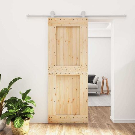 vidaXL Porte coulissante Naturel et Blanc 80 x 210 cm (1/5)