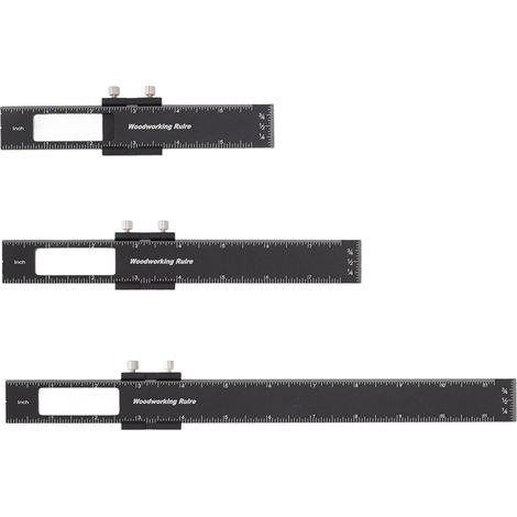 3 Pièces Règle de Menuiserie en Alliage d'Aluminium Type T pour Mesure et Marquage avec Butées Coulissantes (1/5)