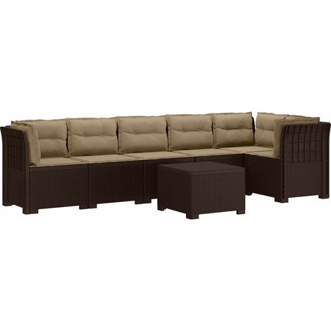 Sofá de Jardín para 6 Personas con Cojines Estilo Rattan PP vidaXL (1/5)