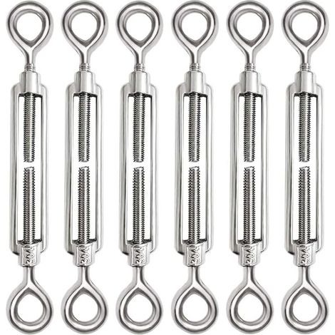 6 Pièces Tendeur Cable M6 Tendeur Cable Inox 304 Réglable Oeil de Ridoir et Oeil pour Tendeur de Fil Cable Acier Corde Crochet Tendeur Accessoires (1/4)