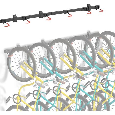 Montage Mural pour 6 vélos Crochets réglables pour un rangement sécurisé des vélos Solution d'organisation pour la maison et le garage (1/5)