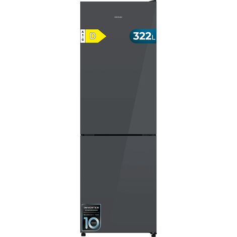 Cecotec Frigorífico Combi 322L Bolero CoolMarket Combi 322i Grey Glass D. 185,5cm de Alto, 59,5cm de Ancho