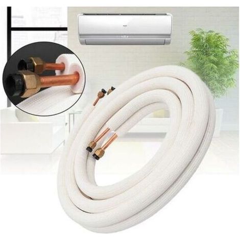 Tuyau en cuivre pour climatiseur 1/4 3/8 - Tuyau réfrigérant en cuivre et aluminium isolé - Pièces pour climatiseur - 3 mètres, Blanc (1/4)