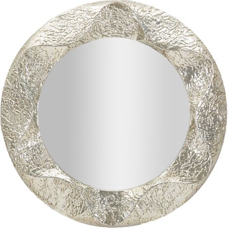 Specchio da parete Argelux rotondo con cornice argento martellato 112 cm
