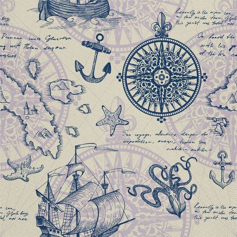 Telas decorativas para exteriores Oxford - Motivo de mapa marino I DX257 (1/5)