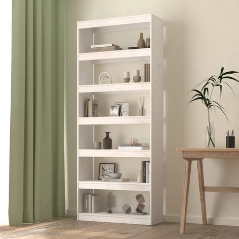 vidaXL Libreria/Divisorio Bianco 80x30x199,5 cm in Massello di Pino (1/6)
