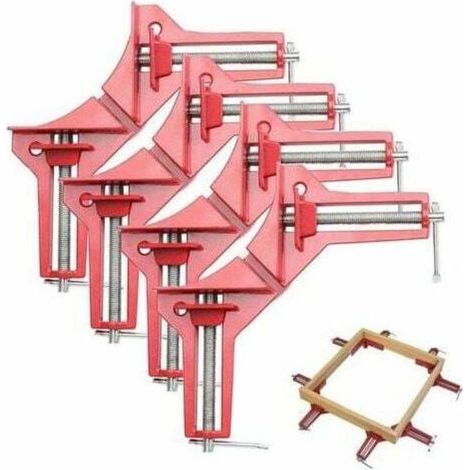 Set of 4 90-degree right angle clamps, adjustable wooden angle clamps for multi-photo frames, woodworking, welding. (1/5)