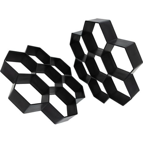 Moules à Pavés Hexagonaux en Plastique Réutilisables 30X30 CM Lot de 2 Fabricant de Chemins de Patio DIY pour Allées Jardin Dalles en Ciment pour Pavage Extérieur Terrasse et (1/5)