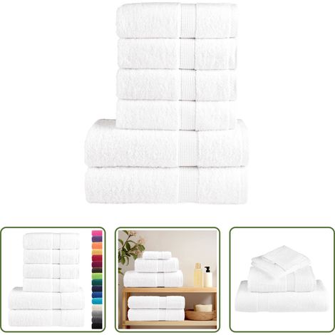 vidaXL Baumwolle - 6 tlg. Premium-Handtuch-Set SOLUND Weiß 600 g/m² (1/5)