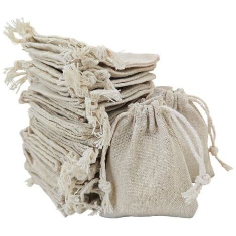 50 Pieces Small Cotton Sachet Bags, Fabric Pouch, Burlap Bag Fabric Drawstring Pouch Jewelry Bag Gift Bags Sachet, 7 9cm (1/5)