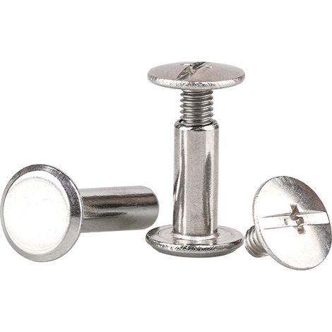 Lot de 30 vis de reliure Chicago nickelées, 5 mm x 15 mm, finition argentée, idéales pour scrapbooking et fixation de documents