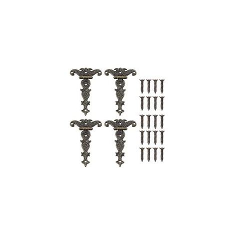 4 Pièces Charnière Rétro, Charnières Décoratives en Bronze Rétro Avec Vis de Montage, Convient à la Réparation de Décoration de Boîte à Outils de Meuble d'Armoire (4,45 2,72 Pouces)