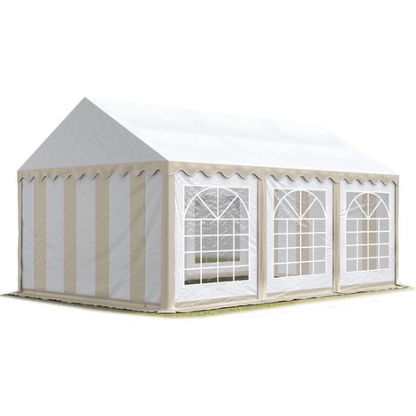 TOOLPORT Party-Zelt Festzelt 3x6 m Garten-Pavillon -Zelt PVC Plane 700 N in beige-weiß Wasserdicht