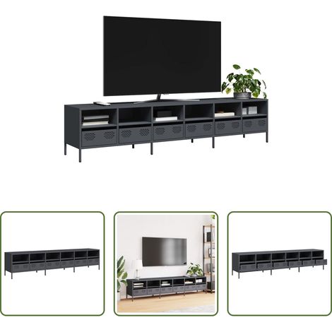 Schrank für Fernseher - TV-Schrank Anthrazit 202x39x43,5 cm Kaltgewalzter Stahl (1/5)
