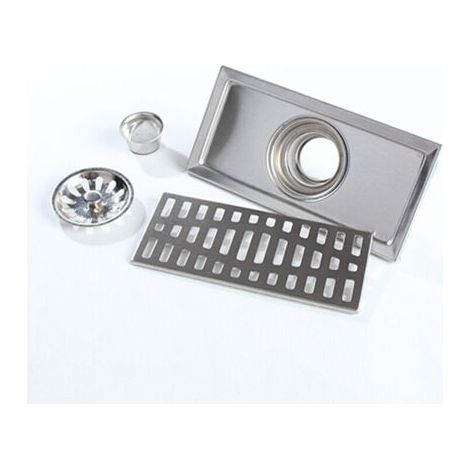 20x10cm Rectangle En Acier Inoxydable Siphon De Sol Salle De Bains Douche Cuisine Déchets Grille