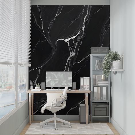 Papier peint pierre marbre noir eclatant 1 - 150 x 250 cm (1/2)