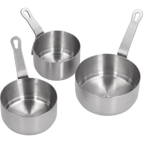 3-teiliges Saucenschälchen-Set aus Edelstahl mit Griff für Soßen, Ketchup und Vorspeisen, silberfarben (1/5)