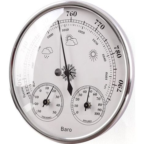 Barometric Weather Station with Barometer and Thermometer Hygrometer 3 in 1 Wall Mounted Analog Weather Station for Indoor and Outdoor 53" Silver 1 Piece MUMU