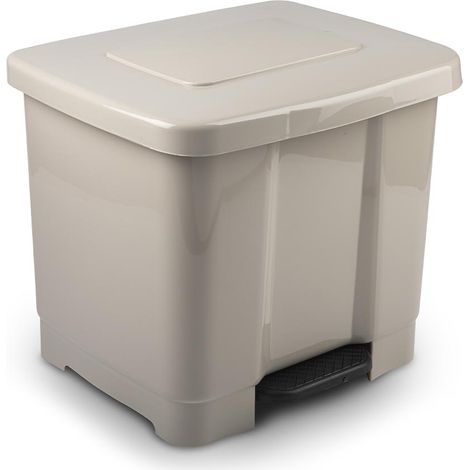 Cubo basura reciclaje plastico apertura pedal 35 Litros Beige
