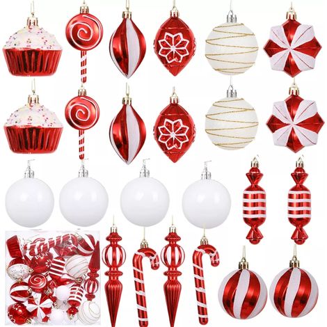 Bola De Adorno Navideño - Set De 24 Unidades Con Formas Y Acabados Variados Para Árbol Navideño Interior Exterior Y Manualidades (1/5)
