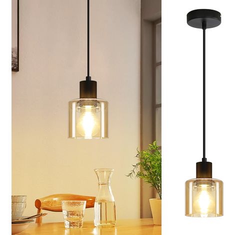 Lámpara colgante GBLY vintage para mesa de comedor, E27, color negro, 1 bombilla, estilo retro industrial, para sala de estar, hotel y oficina (sin bombilla).
