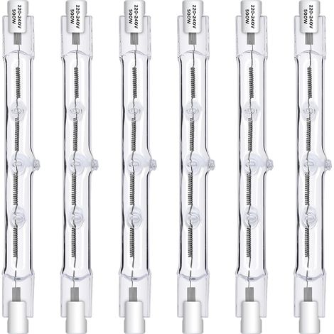 Ampoule Halogène R7S 118mm 500W Blanc Chaud Dimmable Haute Lumière pour Lampadaire et Extérieur Lot de 6 (1/5)