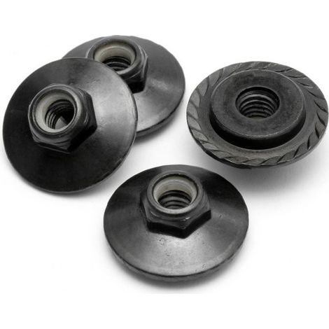 Flanged Lock Nut M5x8mm Black/4pcs/Clockwise